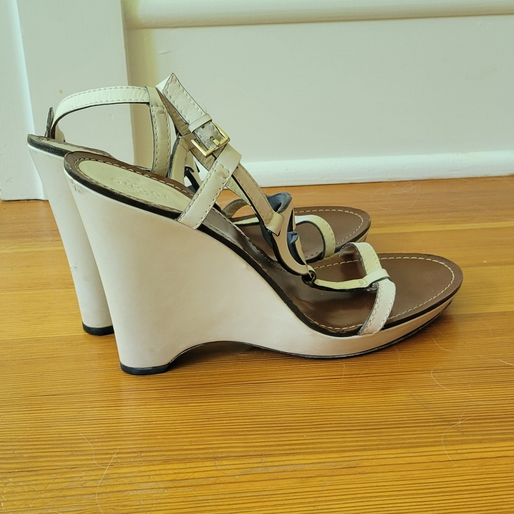 GUCCI Slingback Wedges 9.5 Cream - Picture 5 of 10